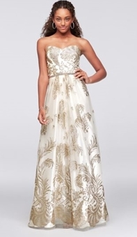 formal white and gold dress